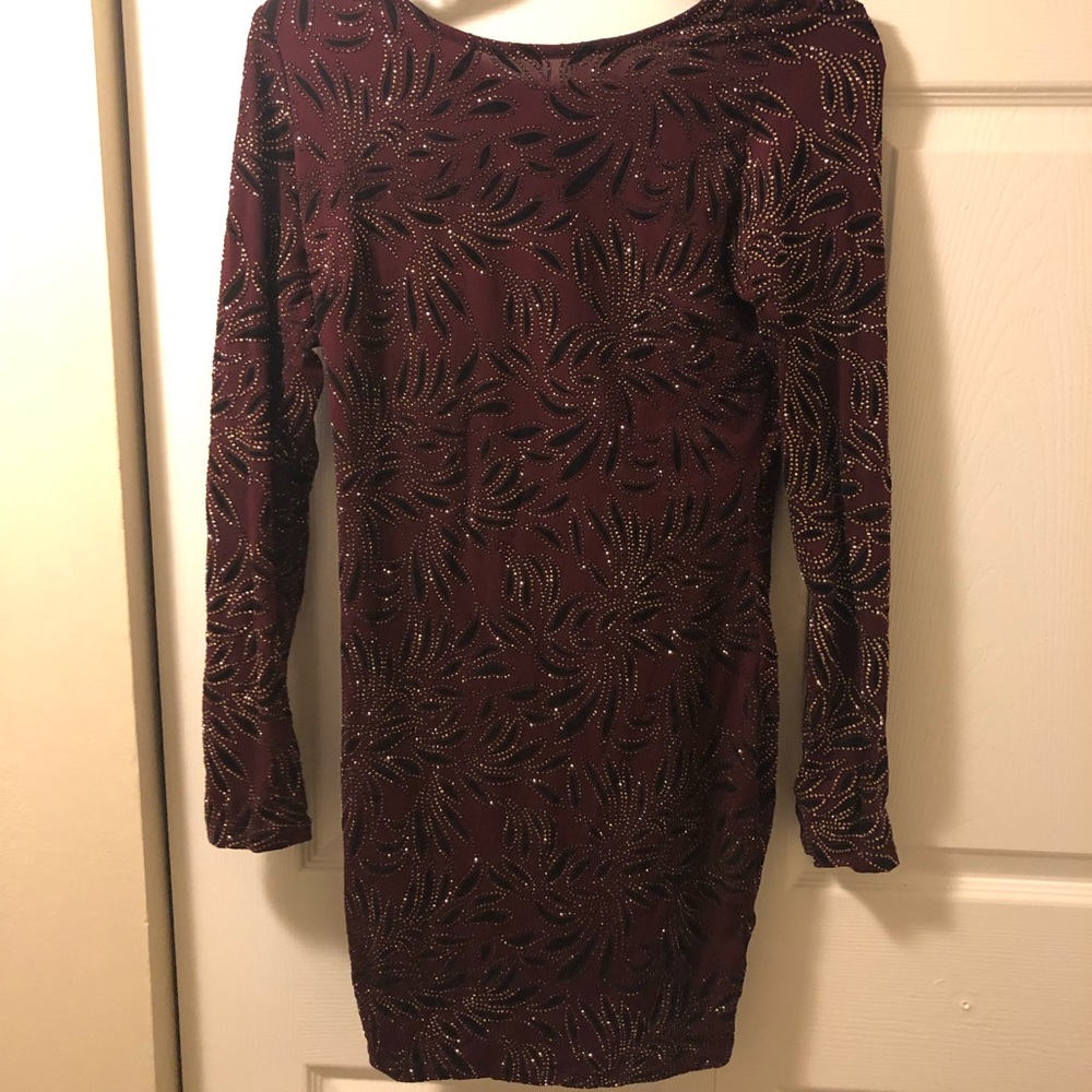 Backless Maroon Bodycon Dress